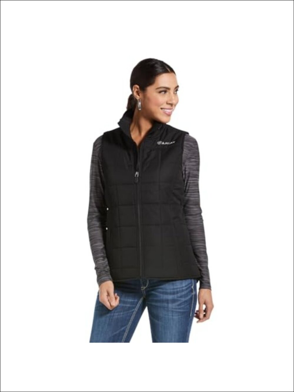 ARIAT Crius Insulated Quilted Vest Cold Weather Adjustable Waist Zip Pockets